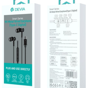 Devia auriculares M1 metal tipo C negro